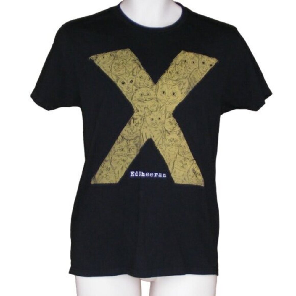 ED SHEERAN Tee, S, Black, Golden X w/Cats, Short sleeves,